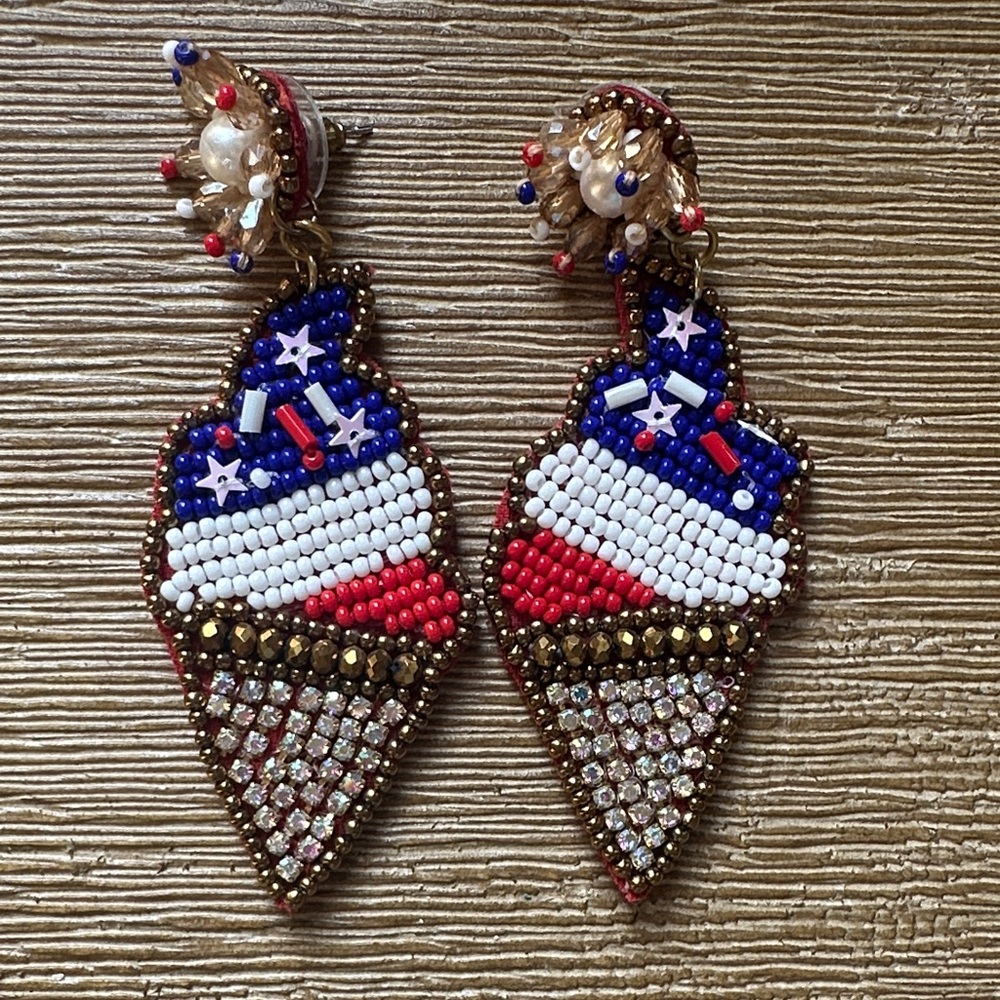 Beaded Ice Cream Cone Earrings